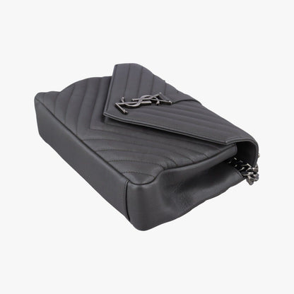Saint Laurent Carre Gray Leather Shoulder Bag — view 4