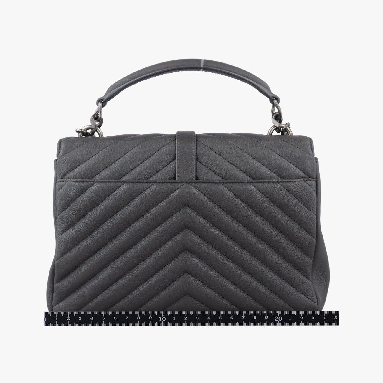 Saint Laurent Carre Gray Leather Shoulder Bag — view 2