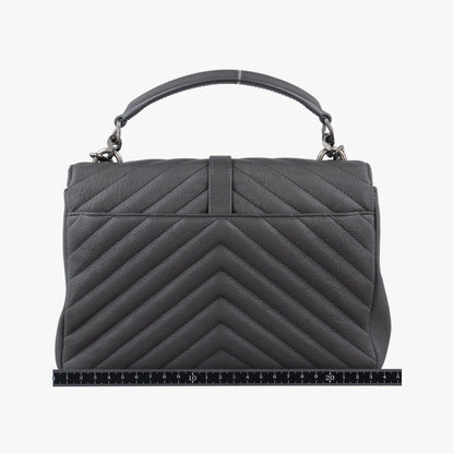 Saint Laurent Carre Gray Leather Shoulder Bag — view 2