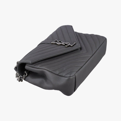 Saint Laurent Carre Gray Leather Shoulder Bag — view 5