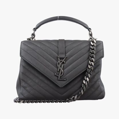 Saint Laurent Carre Gray Leather Shoulder Bag