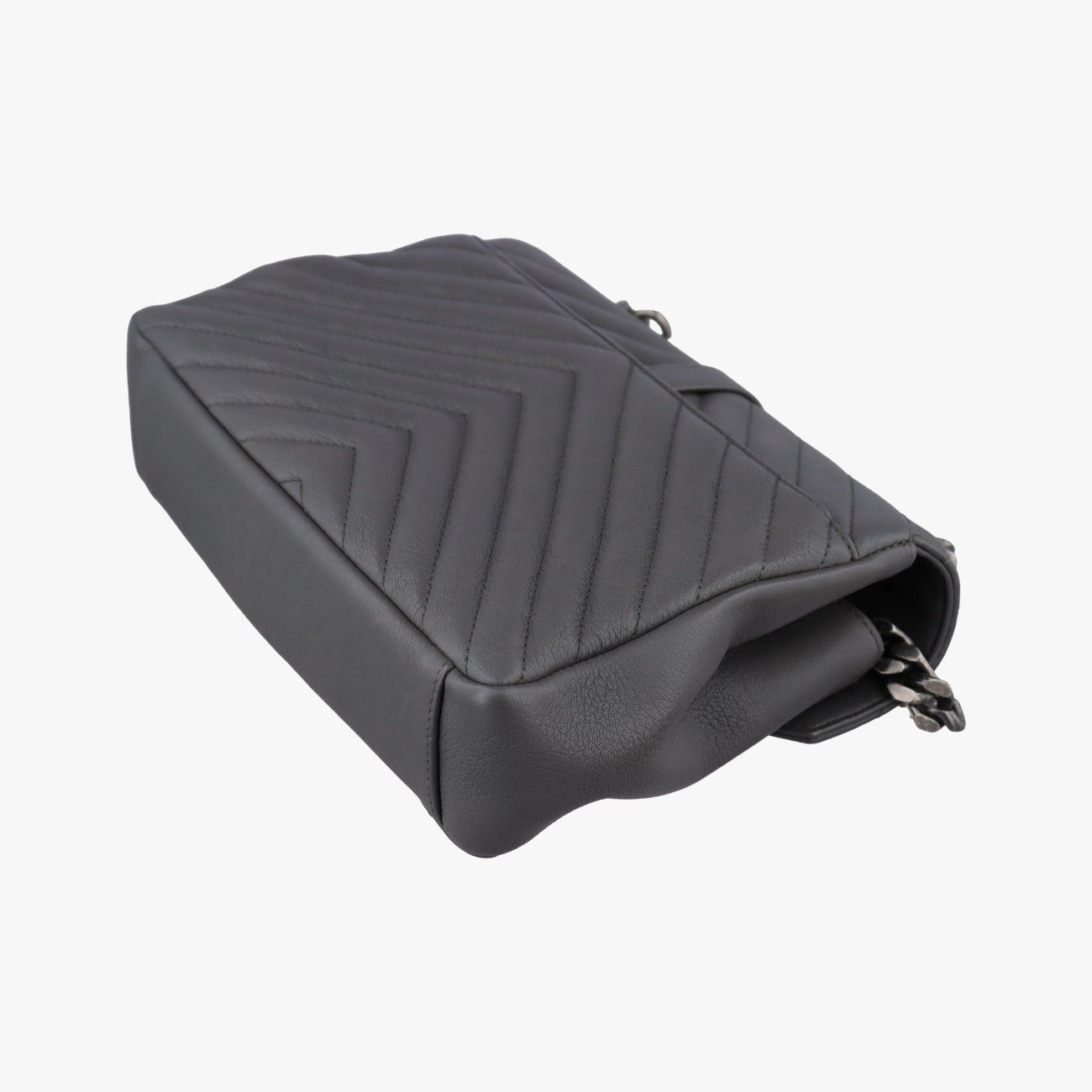 Saint Laurent Carre Gray Leather Shoulder Bag — view 6