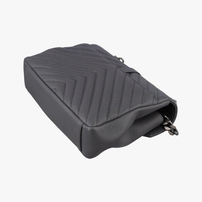 Saint Laurent Carre Gray Leather Shoulder Bag — view 6