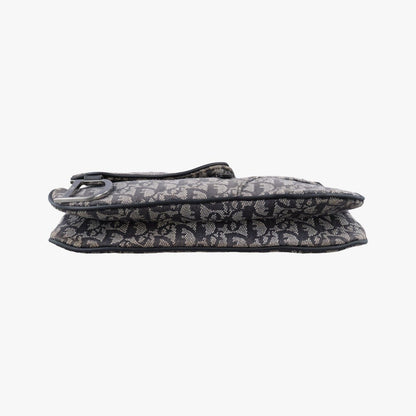 Dior Trotter Double Saddle Gray Brown Jacquard Shoulder Bag — view 3