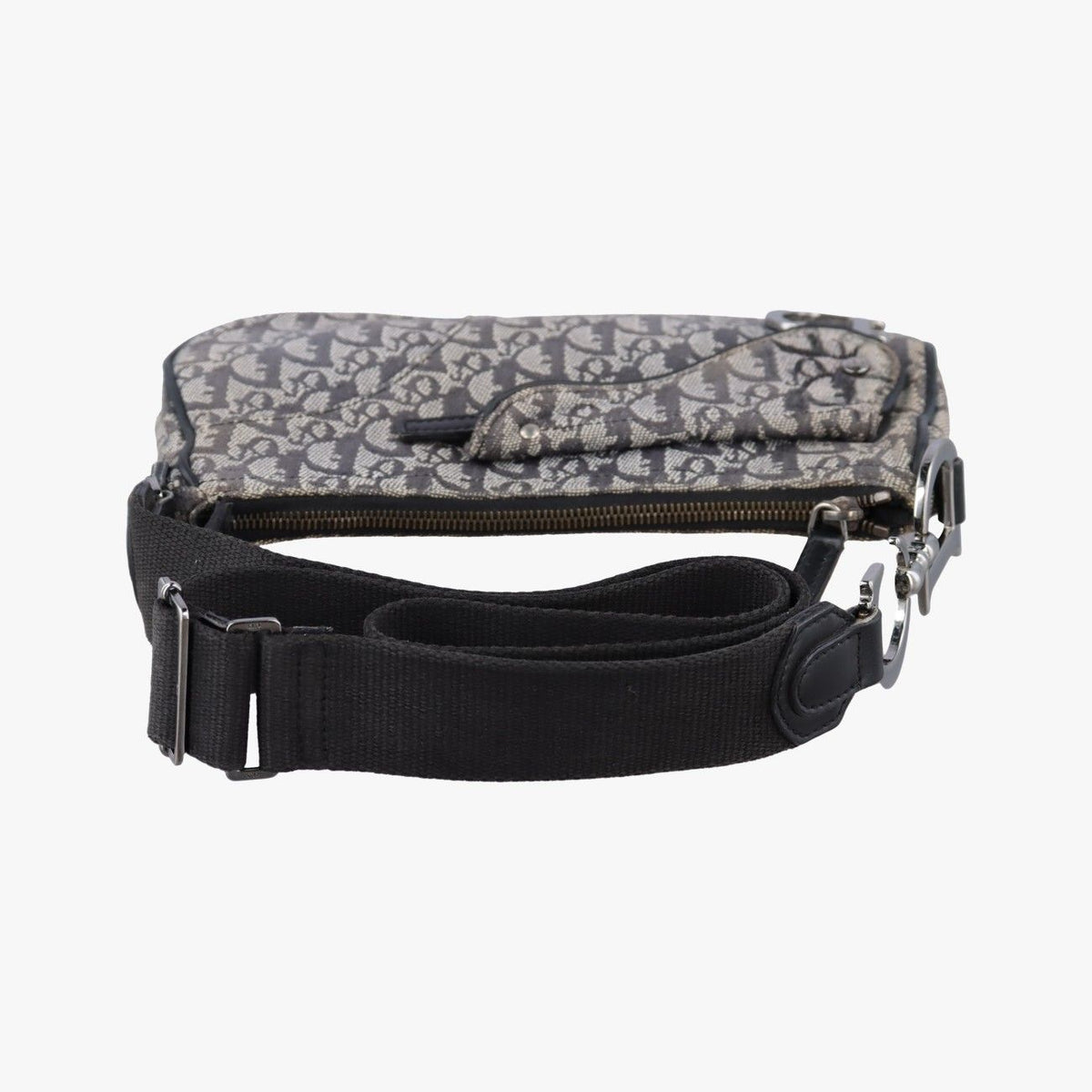 Dior Trotter Double Saddle Gray Brown Jacquard Shoulder Bag — view 8