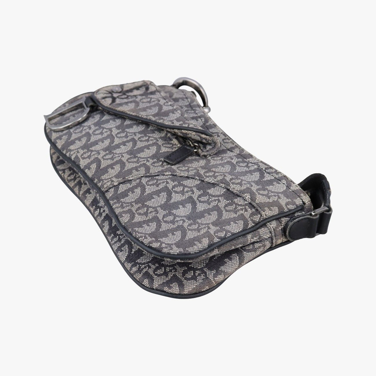 Dior Trotter Double Saddle Gray Brown Jacquard Shoulder Bag — view 4