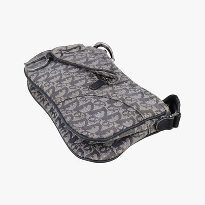 Dior Trotter Double Saddle Gray Brown Jacquard Shoulder Bag — view 4