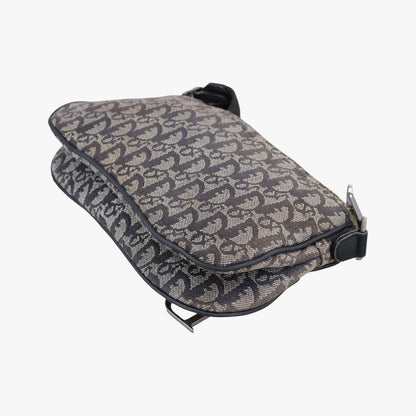 Dior Trotter Double Saddle Gray Brown Jacquard Shoulder Bag — view 6