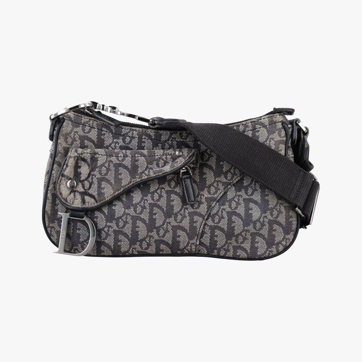 Dior Trotter Double Saddle Gray Brown Jacquard Shoulder Bag