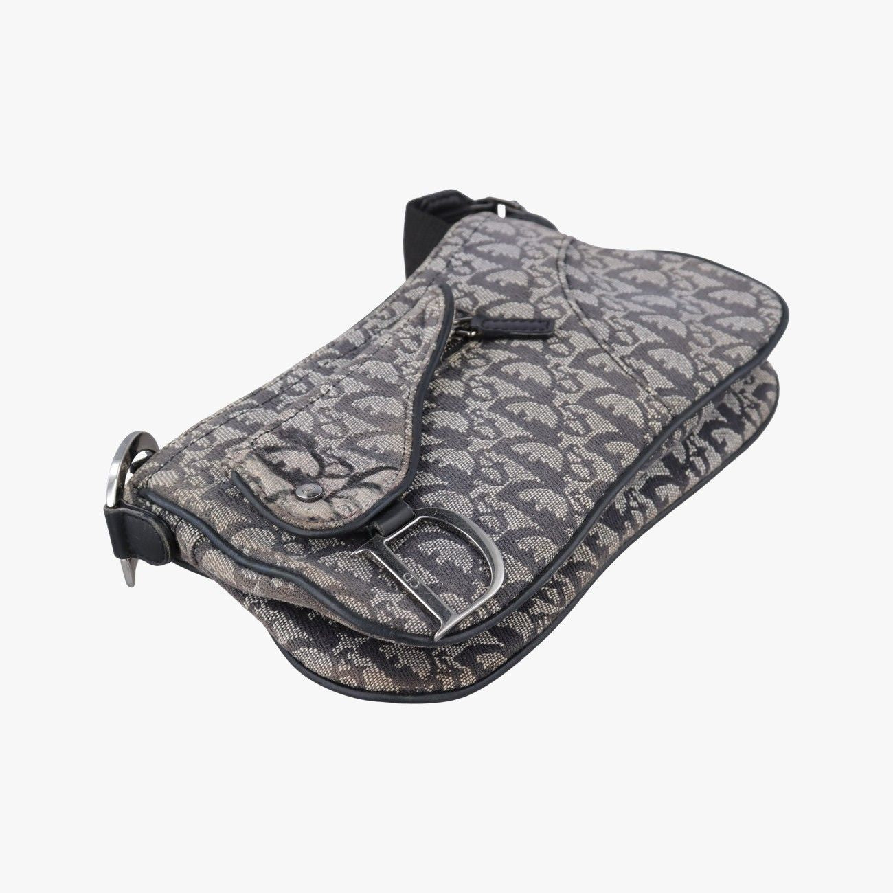 Dior Trotter Double Saddle Gray Brown Jacquard Shoulder Bag — view 5