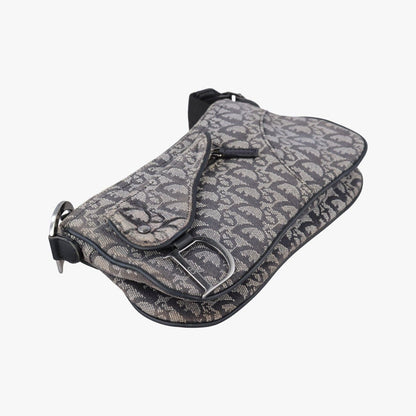 Dior Trotter Double Saddle Gray Brown Jacquard Shoulder Bag — view 5