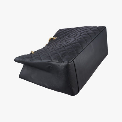 Chanel Quilted CC Logo Grand Shopping Tote GST Black Caviar Leather — view 5