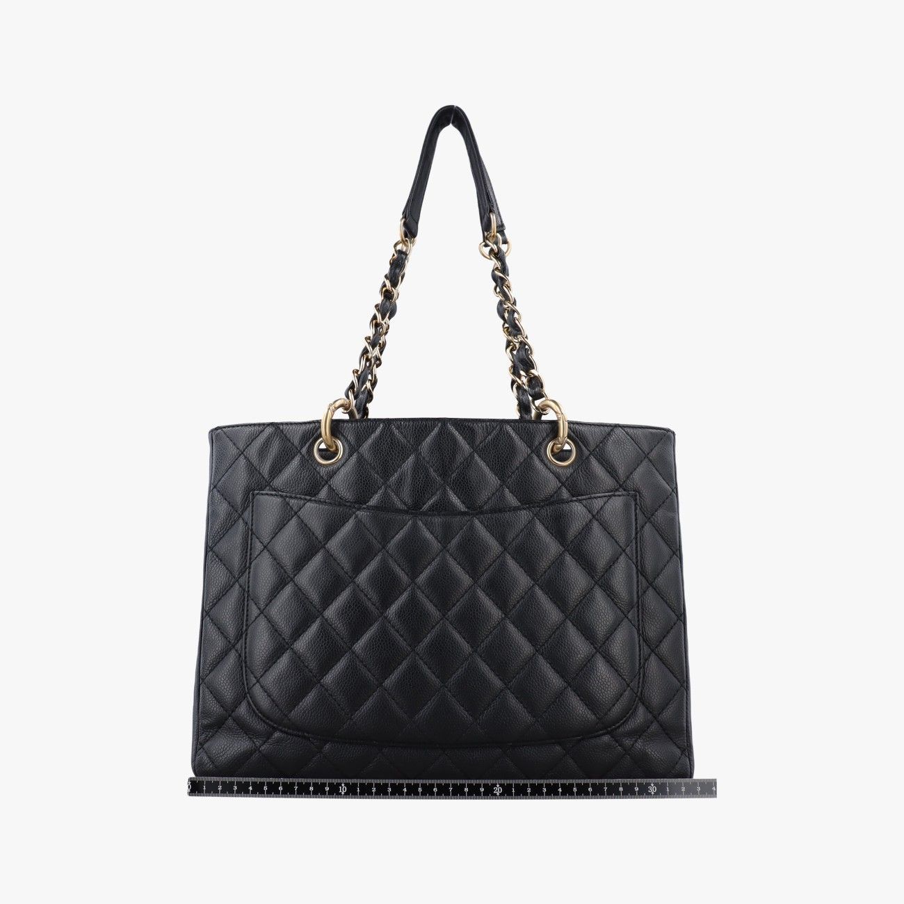 Chanel Quilted CC Logo Grand Shopping Tote GST Black Caviar Leather — view 2