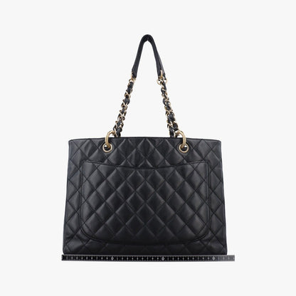 Chanel Quilted CC Logo Grand Shopping Tote GST Black Caviar Leather — view 2