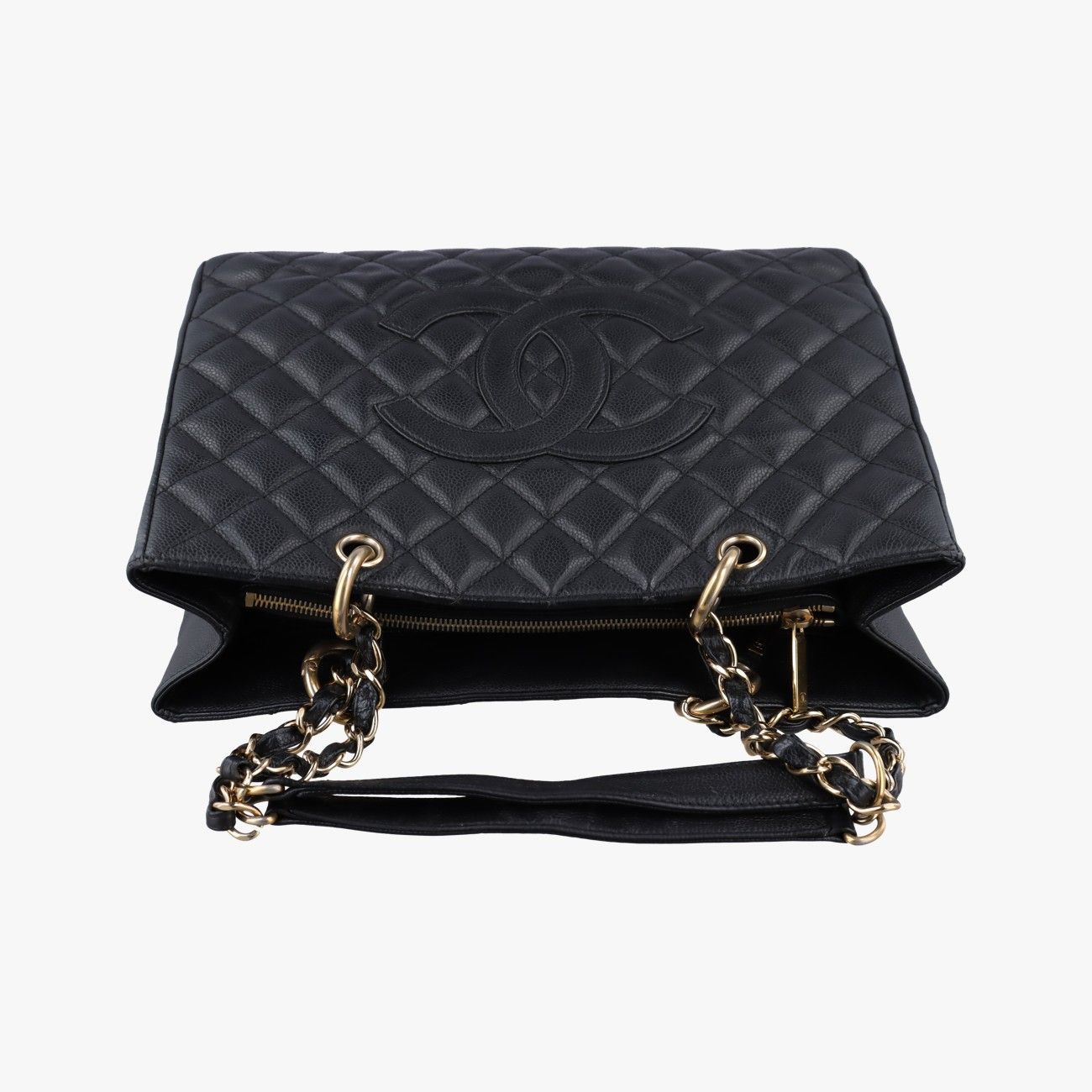 Chanel Quilted CC Logo Grand Shopping Tote GST Black Caviar Leather — view 8