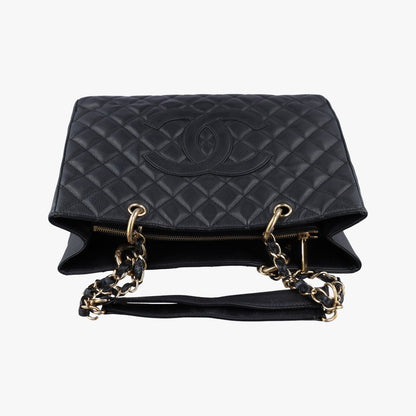 Chanel Quilted CC Logo Grand Shopping Tote GST Black Caviar Leather — view 8
