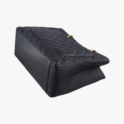 Chanel Quilted CC Logo Grand Shopping Tote GST Black Caviar Leather — view 6