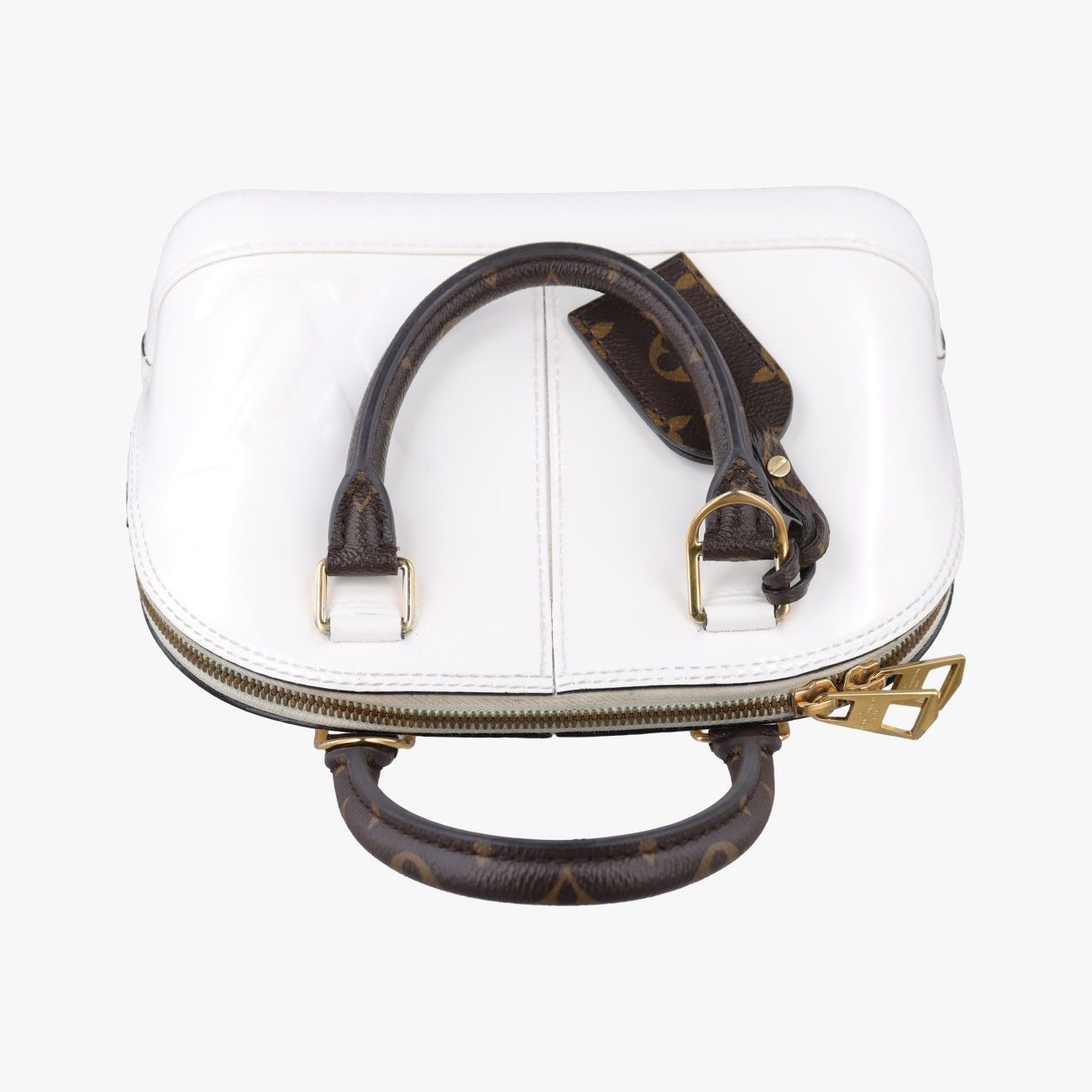 Louis Vuitton Alma BB White Vernis Handbag — view 8