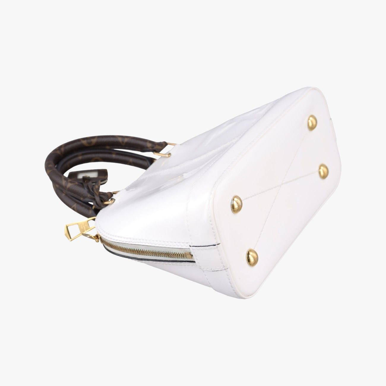 Louis Vuitton Alma BB White Vernis Handbag — view 5
