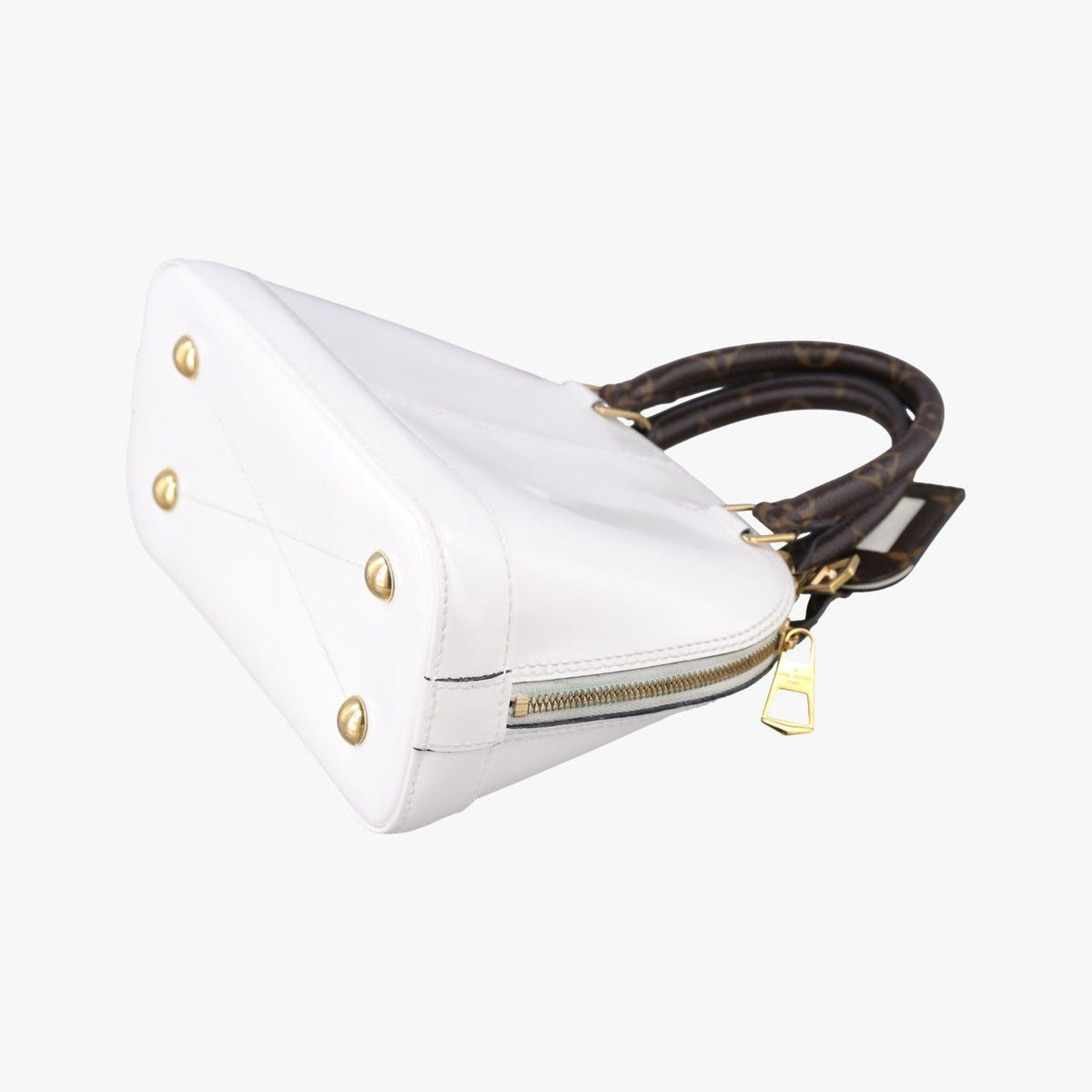 Louis Vuitton Alma BB White Vernis Handbag — view 6