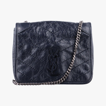 Saint Laurent Niki Navy Leather Shoulder Bag
