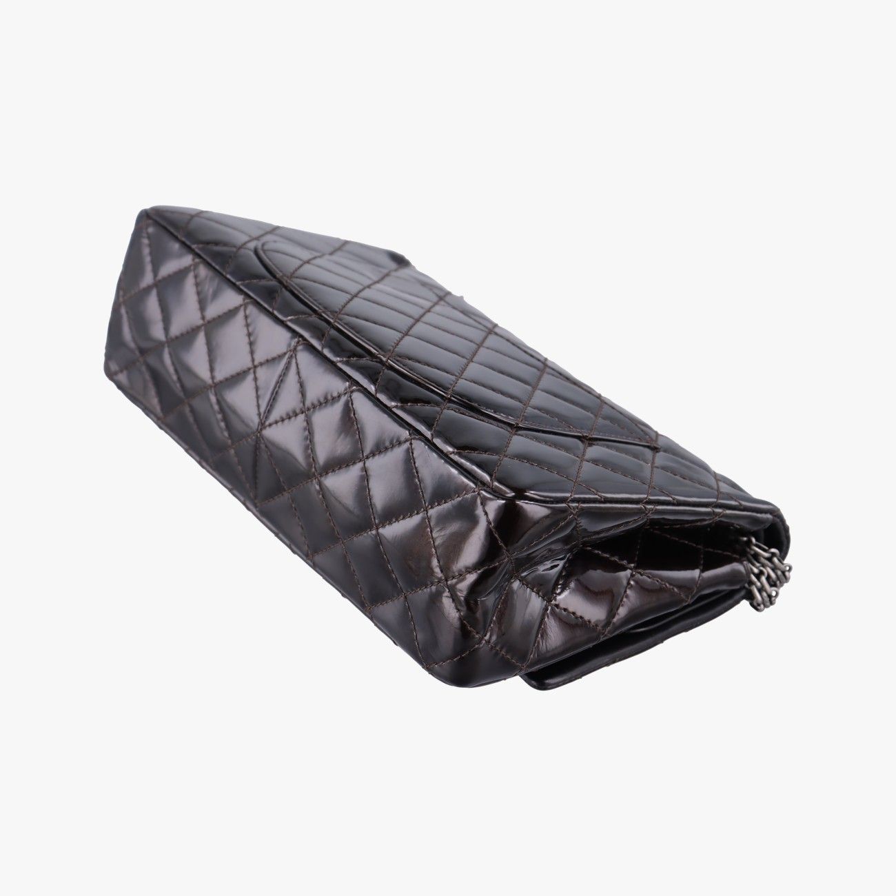 Chanel 2.55 Double Flap Quilted Wine Red Patent Handbag — view 6