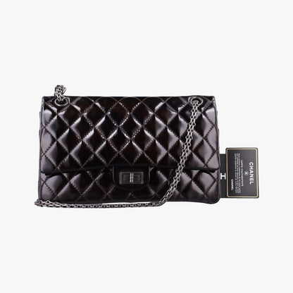 Chanel 2.55 Double Flap Quilted Wine Red Patent Handbag