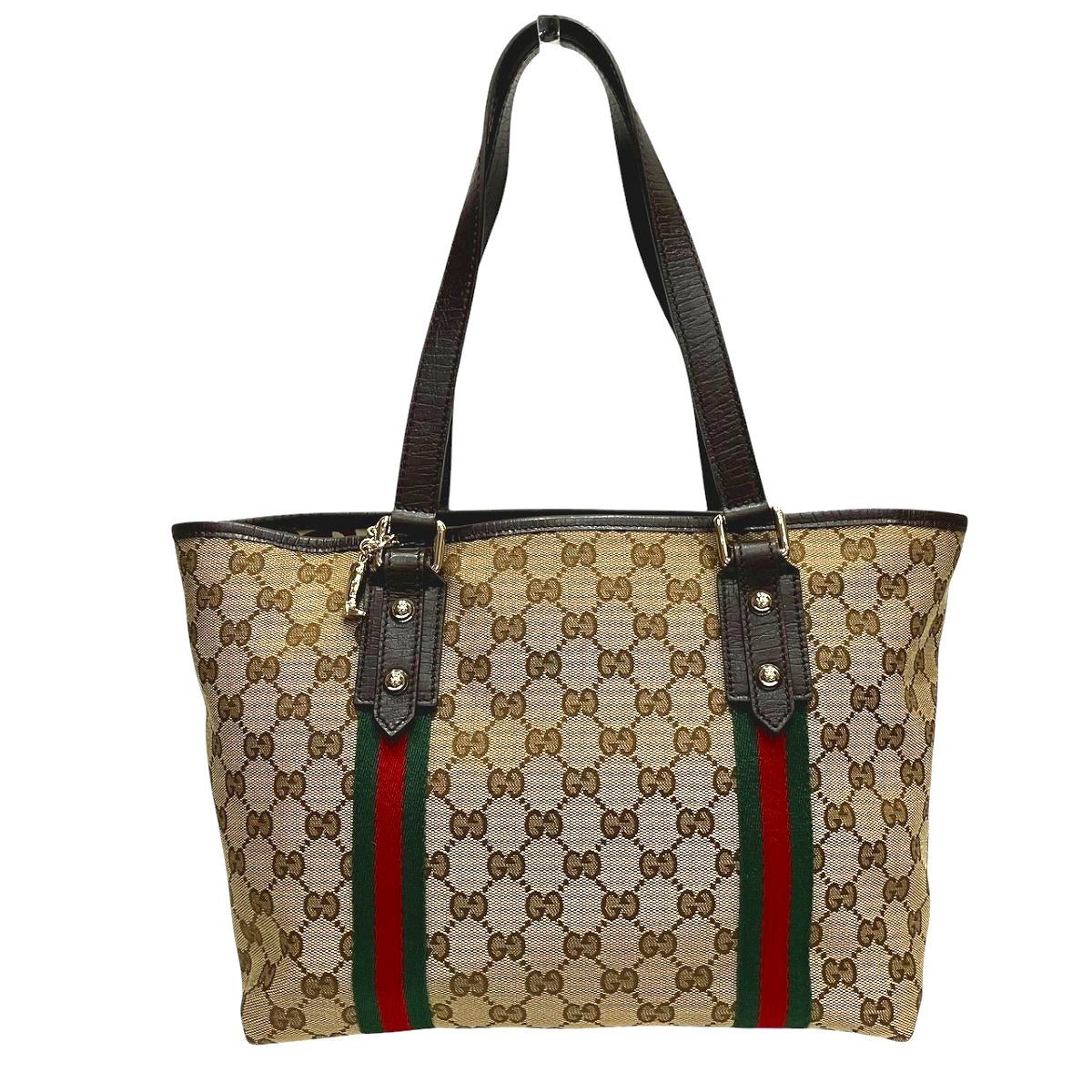 Gucci Sherry Line Tote Canvas Leather