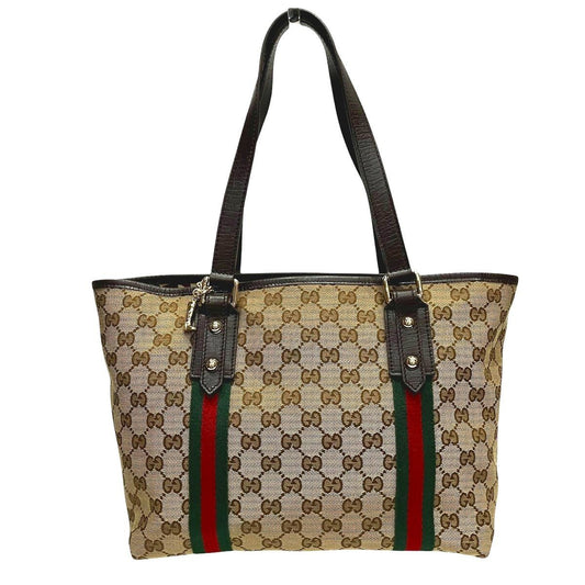Gucci Sherry Line Tote Canvas Leather