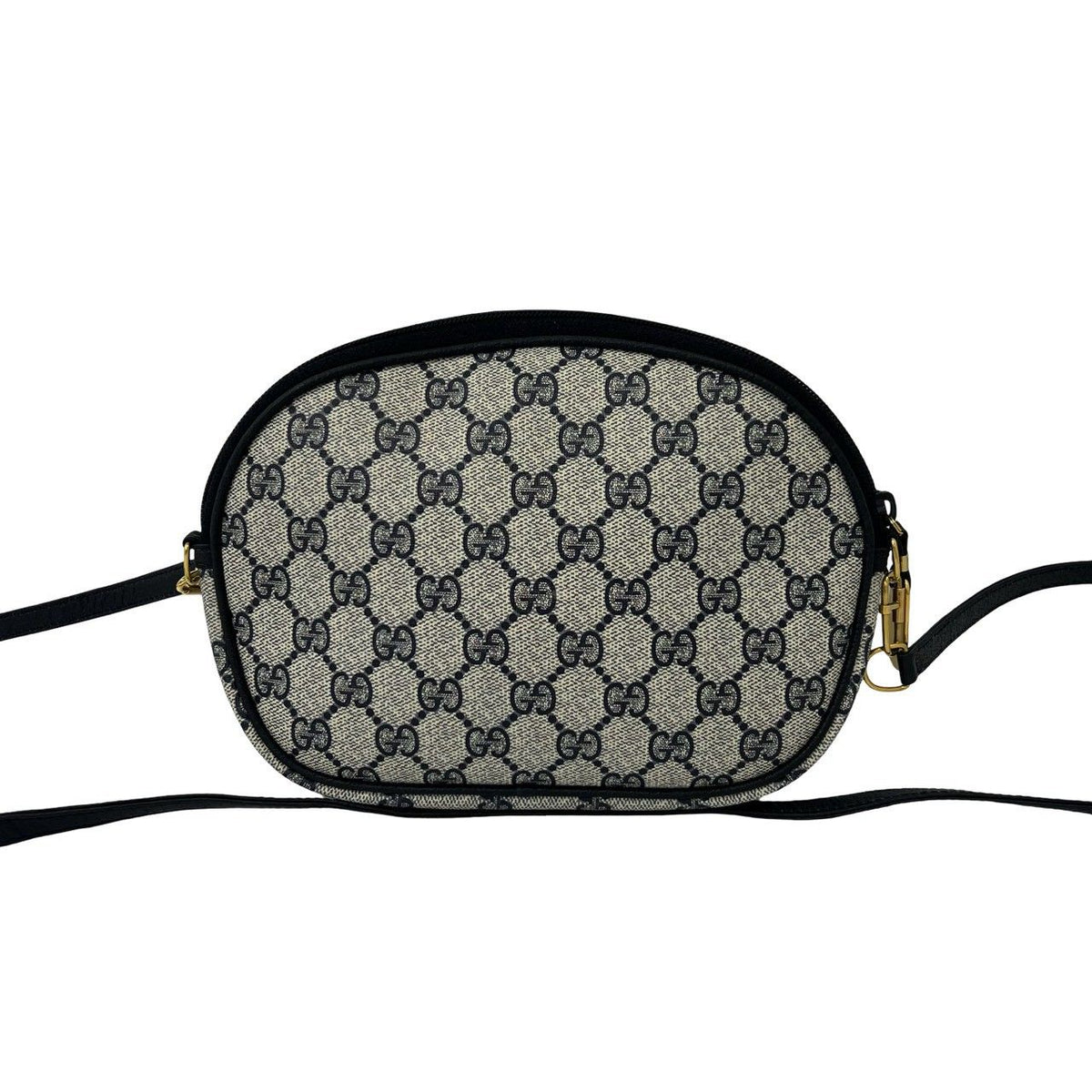 Gucci Vintage GG Logo Leather Shoulder Bag Pochette Crossbody Navy — view 3