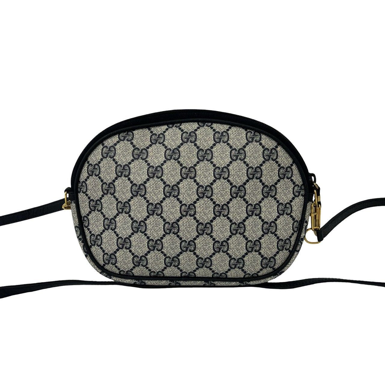 Gucci Vintage GG Logo Leather Shoulder Bag Pochette Crossbody Navy — view 3