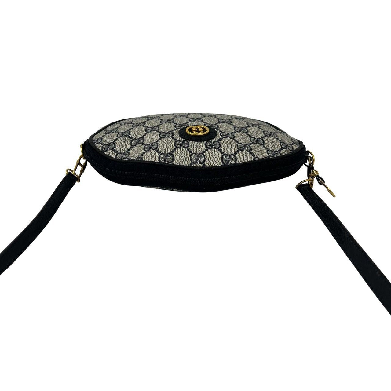 Gucci Vintage GG Logo Leather Shoulder Bag Pochette Crossbody Navy — view 4