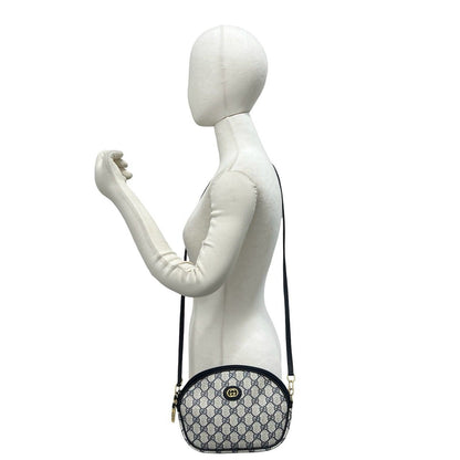 Gucci Vintage GG Logo Leather Shoulder Bag Pochette Crossbody Navy — view 2