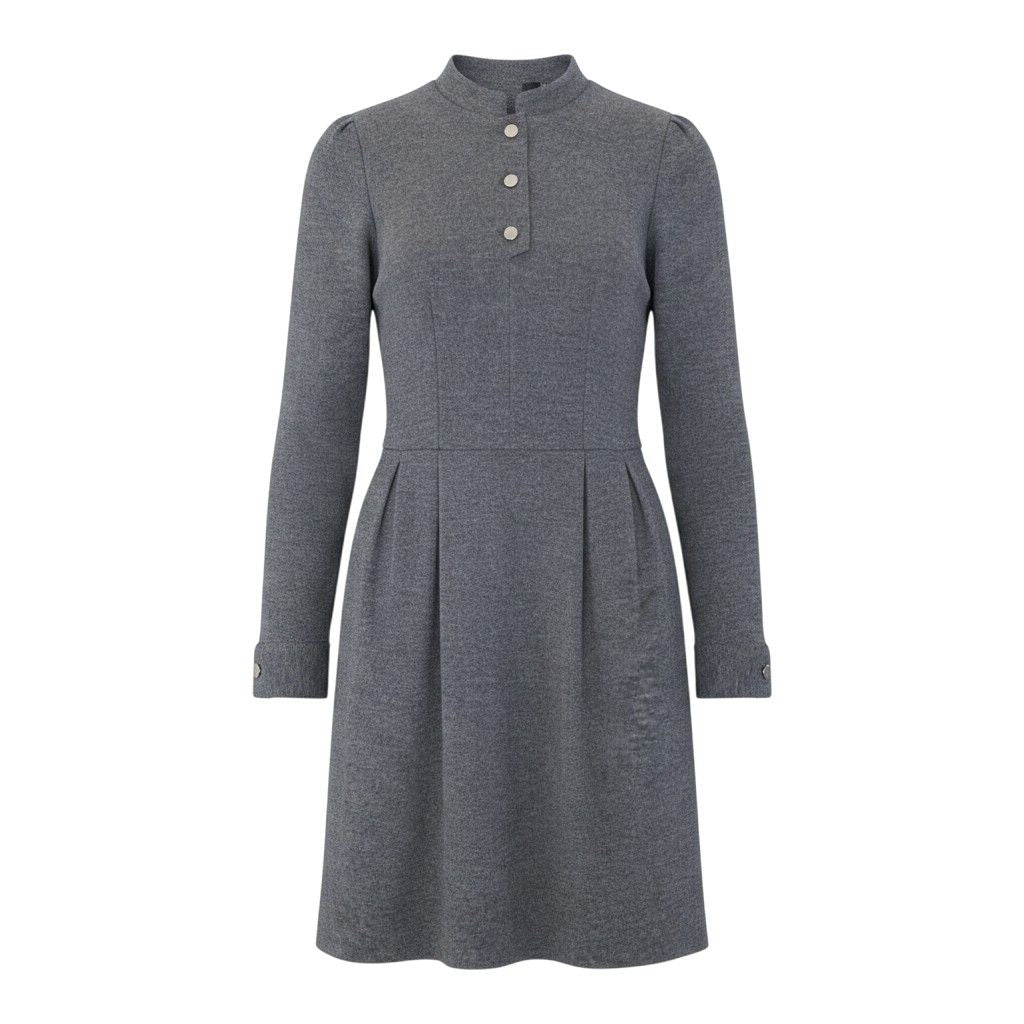 Gucci Ef9 Long Sleeve Dress Stand Collar Gray Wool XL