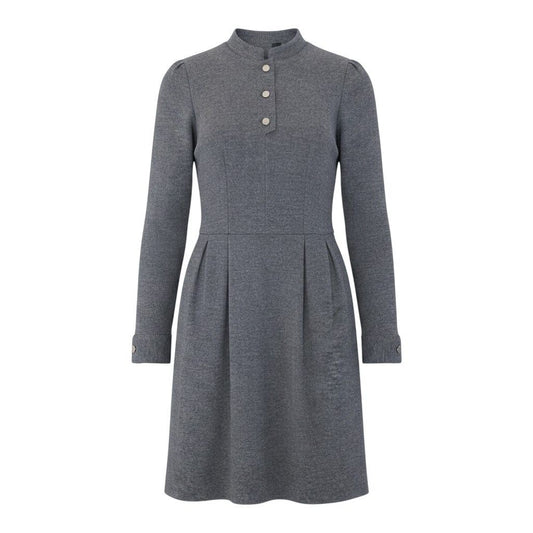 Gucci Ef9 Long Sleeve Dress Stand Collar Gray Wool XL