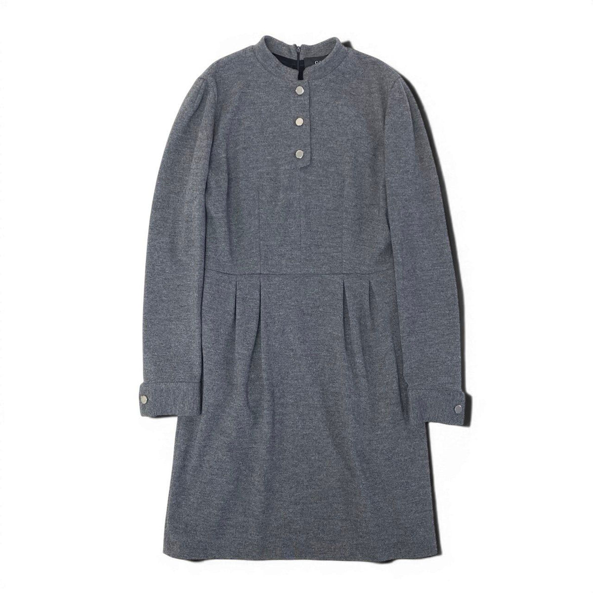 Gucci Ef9 Long Sleeve Dress Stand Collar Gray Wool XL — view 2