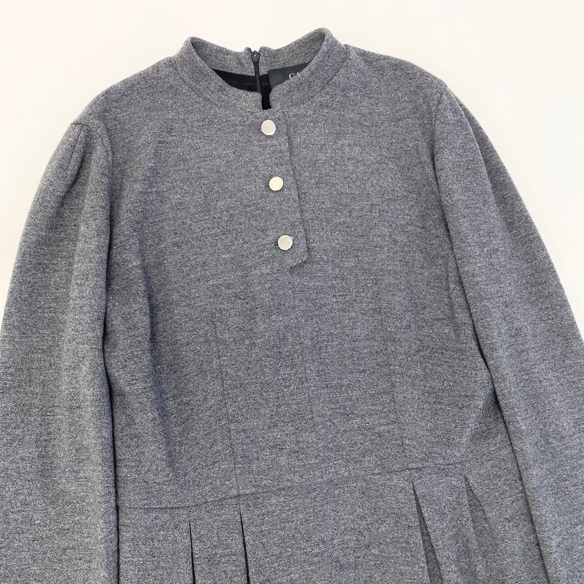 Gucci Ef9 Long Sleeve Dress Stand Collar Gray Wool XL — view 3