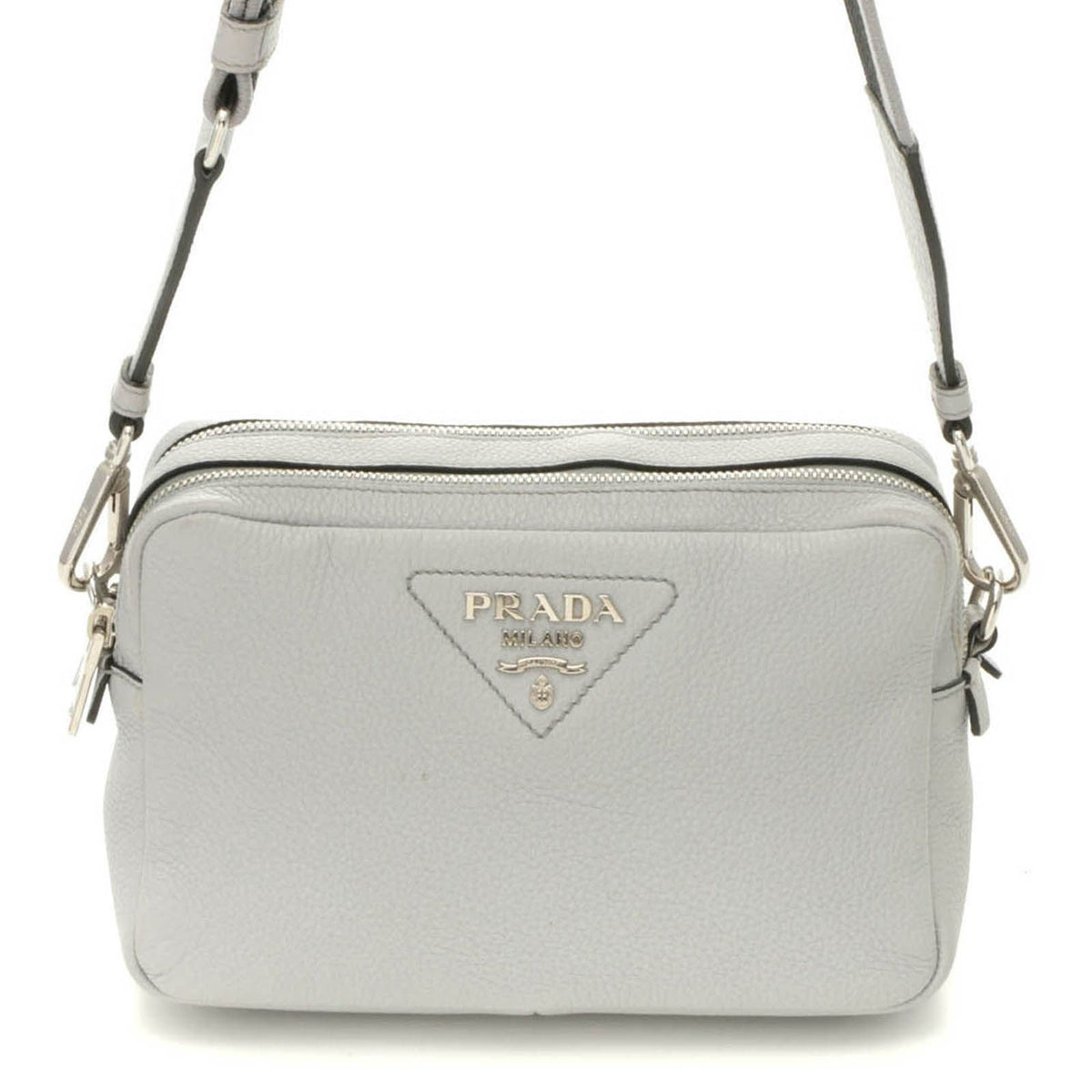 Prada Vitello Daino Small Shoulder Bag Gray Leather