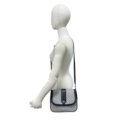Gucci Vintage Micro GG Logo Leather Shoulder Bag Pochette Crossbody Navy — view 2