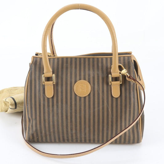 Fendi Pecan Leather 2-Way Shoulder Bag Crossbody Hand Tote Brown