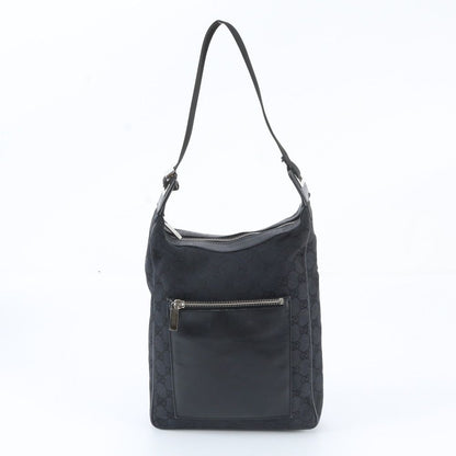 Gucci GG Canvas Leather Shoulder Bag Hand Black