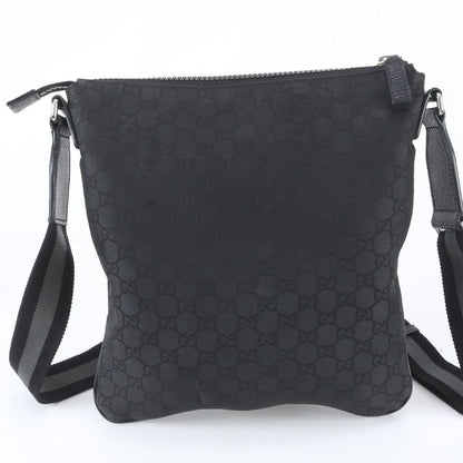 Gucci GG Nylon Leather Shoulder Bag Crossbody Messenger Black — view 3