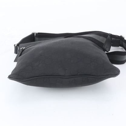 Gucci GG Nylon Leather Shoulder Bag Crossbody Messenger Black — view 6