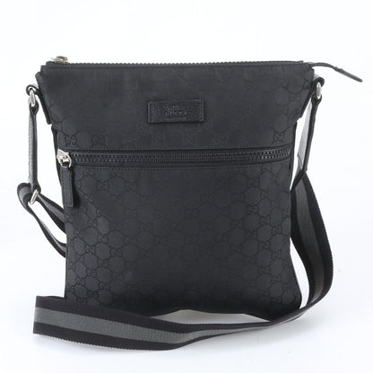 Gucci GG Nylon Leather Shoulder Bag Crossbody Messenger Black