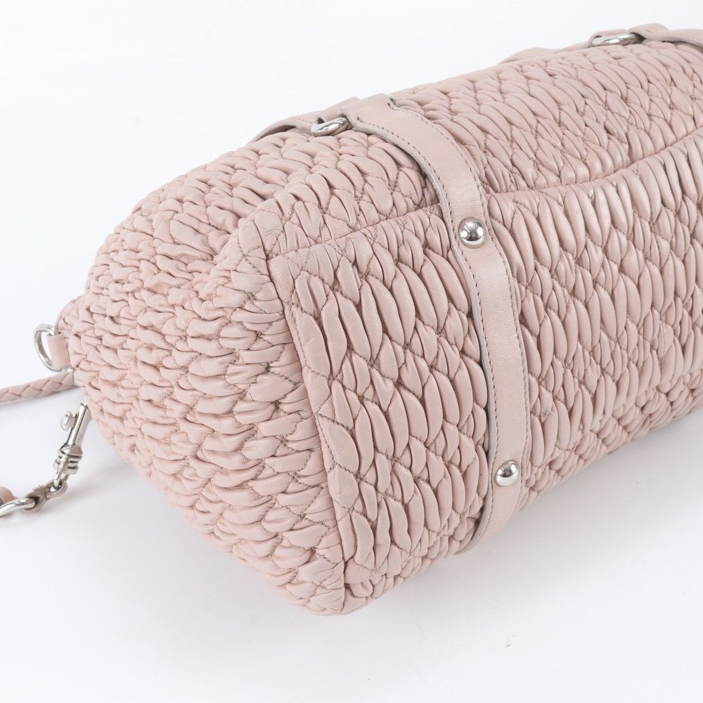 Miu Miu Matelasse Leather 2-Way Shoulder Bag Crossbody Hand Tote Pink — view 6