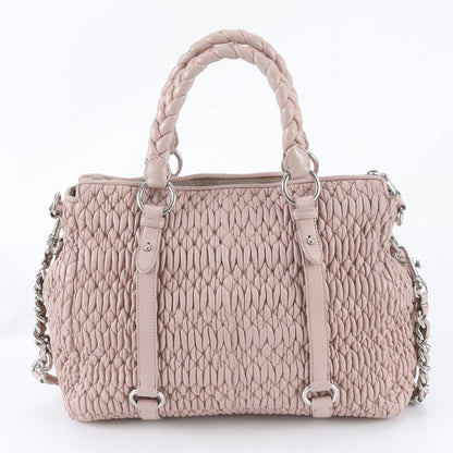 Miu Miu Matelasse Leather 2-Way Shoulder Bag Crossbody Hand Tote Pink — view 4