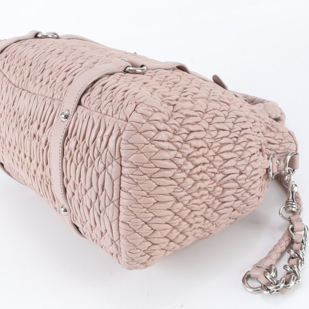 Miu Miu Matelasse Leather 2-Way Shoulder Bag Crossbody Hand Tote Pink — view 5