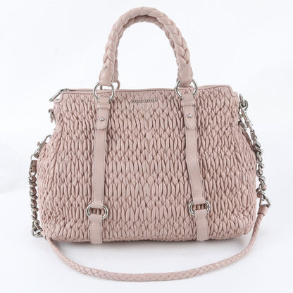 Miu Miu Matelasse Leather 2-Way Shoulder Bag Crossbody Hand Tote Pink