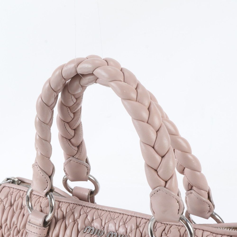Miu Miu Matelasse Leather 2-Way Shoulder Bag Crossbody Hand Tote Pink — view 3