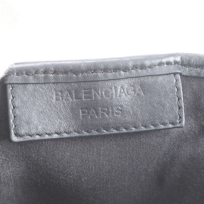 Balenciaga Navy Cabas Leather Canvas Tote — view 8